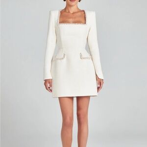 NADINE MERABI Cream Square-Neck Dress
